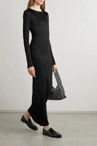 Khaite Women's Bayra Stretch Maxi Dress Slim Fit Long Sleeves Black XS NWT
