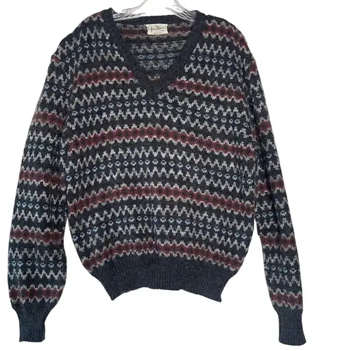 VTG Gian Marco di Signa‎ Made in Italy Mohair Blend Fair Isle Sweater M, preppy