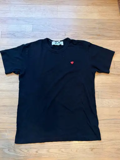 Comme des Garcons Play Black Tee with Small Red Heart