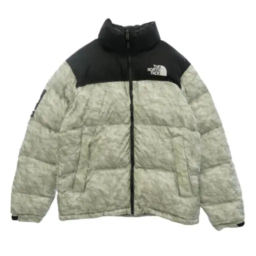 Supreme シュプリーム THE NORTH FACE ノースフェイス 19AW ND91806I × THE NORTH FACE Paper Print Nuptse Jacket ノースフェイス ペーパー ヌプシ ダウン ジャケット ブラック系 M【中古】