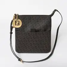 FENDI Zucchino FF Logo 8BT150 Shoulder Bag PVC Brown Unisex #WSB8961