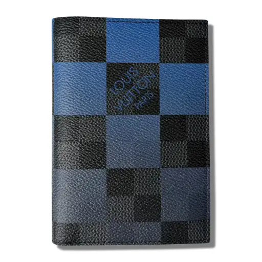 LOUIS VUITTON BLUE DAMIER GIANT BLUE PASSPORT CARDHOLDER | PRE OWNED