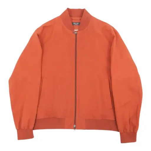 Loro Piana Orange Linen Bomber Size 2XL