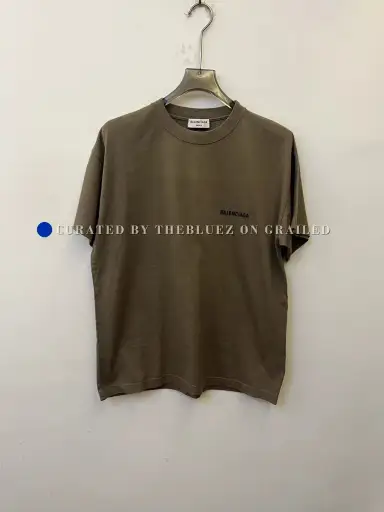 Balenciaga Chest Logo Olive Brown Tee