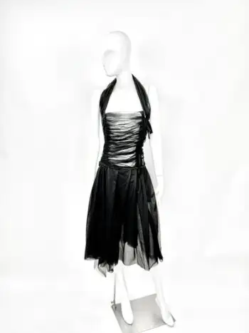 Comme des Garçons AD 2005 Black Gathered Sheer Dress