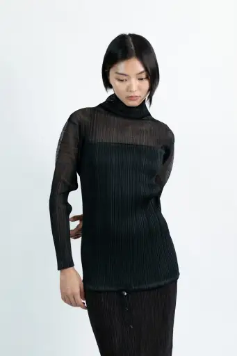 Pleats Please Issey Miyake  Classic Pleated High Neck Mesh Top