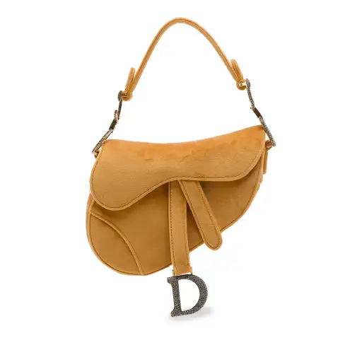 Dior Mini Velvet Crystal Embellished Hardware Saddle Bag