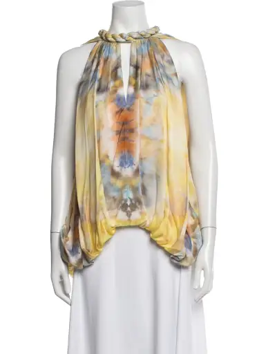 Silk Tie-Dye Print Top