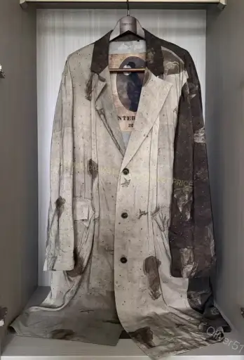 Ziggy Chen 22PF scholar‑print rayon coat YYYY17/2610