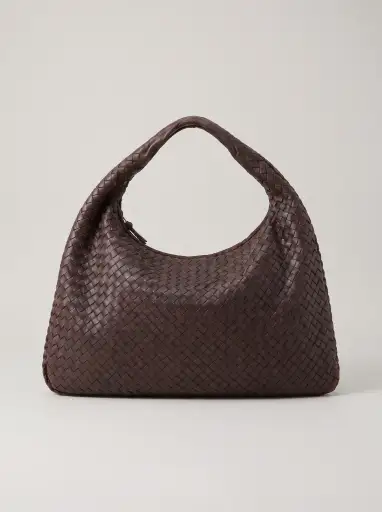 Torebka Bottega Veneta Large Veneta hobo, Intrecciato, ciemny brąz