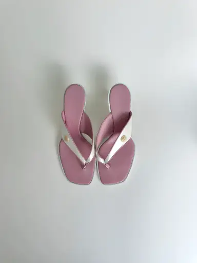 Chanel Pink Thong Sandal Heels 37