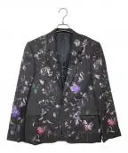 LAD MUSICIANラッドミュージシャン）の古着「1B JACKET WOOL GABARDINE INKJET (FLOWER)」｜ブラック