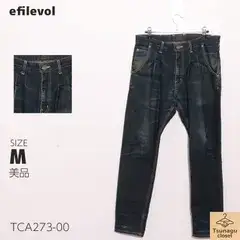 美品 efilevol エフィレボル ジーンズ　デニム　ボタン付き　ファスナー付き　綿混 　ネイビー　 【TCA273-00】 送料無料　古着　レディース