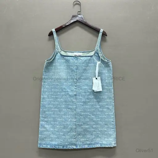 Miu Miu 99% New Allover Letter Print Denim BFAJNOP292