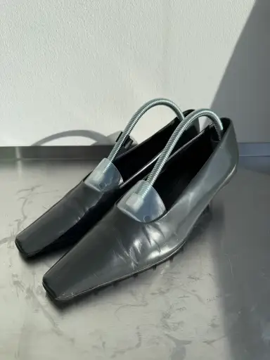 Prada 90s Leather Square Toe Mary Jane Kitten Heels