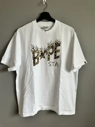 BAPE Wild Leopard STA Logo Tee White Size M