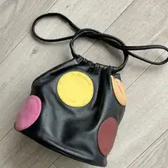 Martine sitbon巾着 レザー調　バッグ マルチカラー ドット