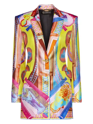 F/W 2019 Versace Runway Vittoria Printed Silk Multicolor Blazer