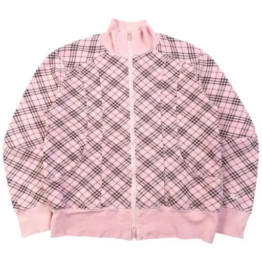 Vintage 2000s Burberry Blue Label Nova Check Zip Up Sweatshirt Womens Size S