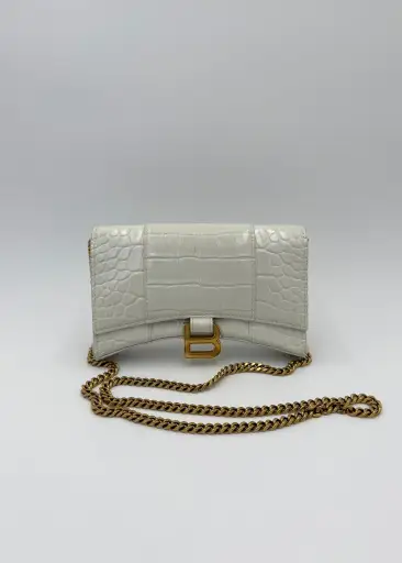 Balenciaga Borsa Hourglass Wallet on Chain Monogramma BB Bianca Panna