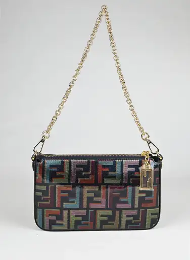 Fendi Borsina a Spalla Tessuto Lamé Zucca Multicolor