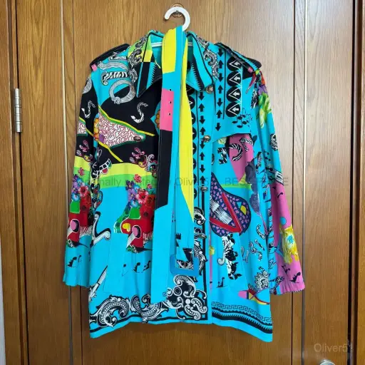 Versace Silk Button-Up Shirt Size 44 BFAJNOP519
