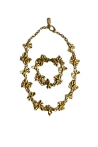 Bow Ribbon Link Necklace Set