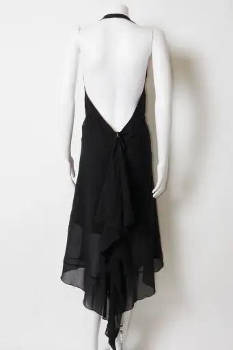 Prada 90s Black Halter Backless Midi Dress