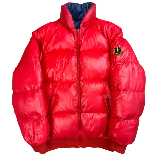 Moncler Reversible Puffer Jacket In Red & Navy (M)