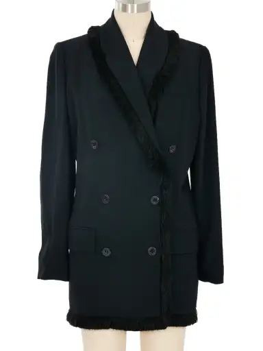 1998 Christian Dior Silk Fringe Double Breasted Tailored Jacket