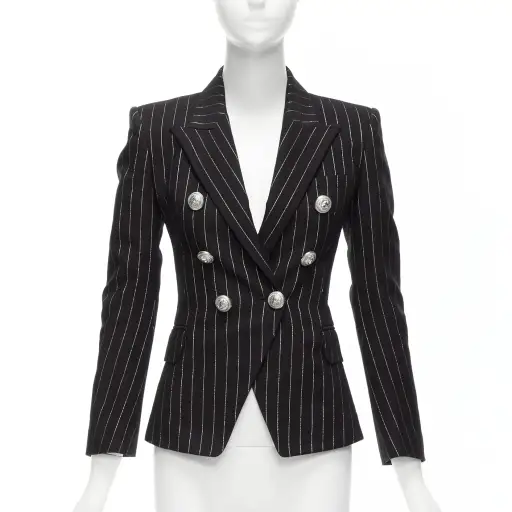 Women's Balmain Striped Double Breasted Blazer