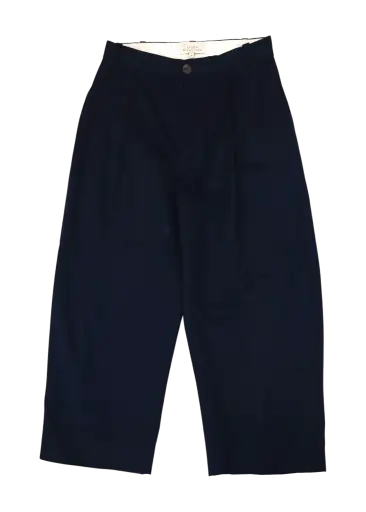 STUDIO NICHOLSON Navy Cotton Pleated Barrel Leg Pants