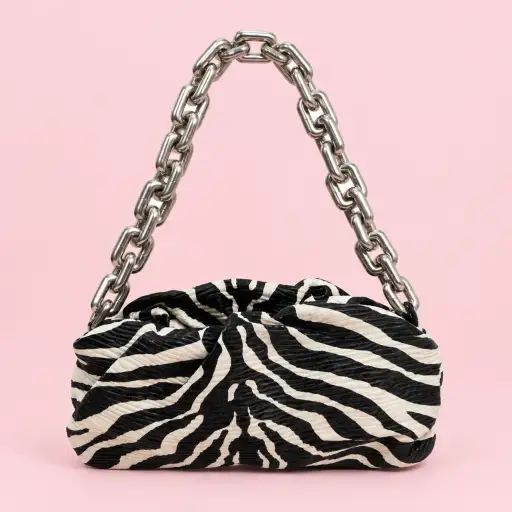 Bottega Veneta Zebra Print Chain Pouch