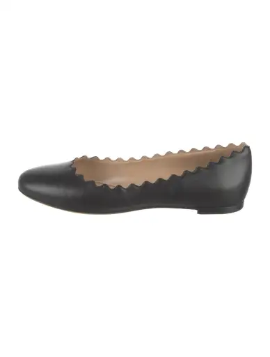 Leather Scalloped Accent Ballet Flats