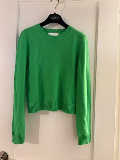 Beautiful Lisa Yang Cashmere  Green Crewneck Women's Sweater -0