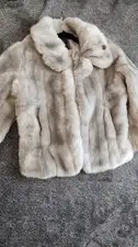 fornarina Women's Beautiful Tan Faux Fur Sz Small Coat 