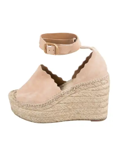 Suede Scalloped Accent Espadrilles
