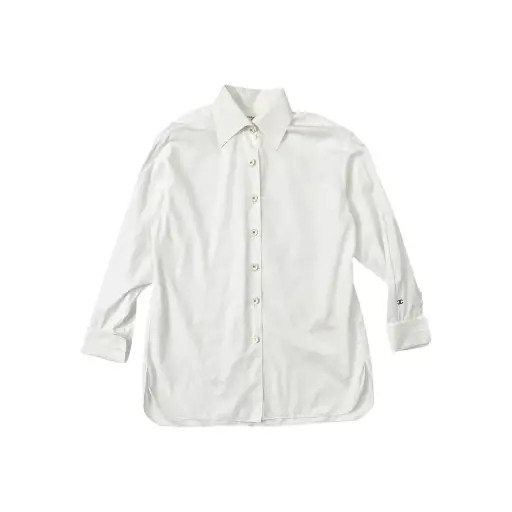 Chanel White Logo Button Down