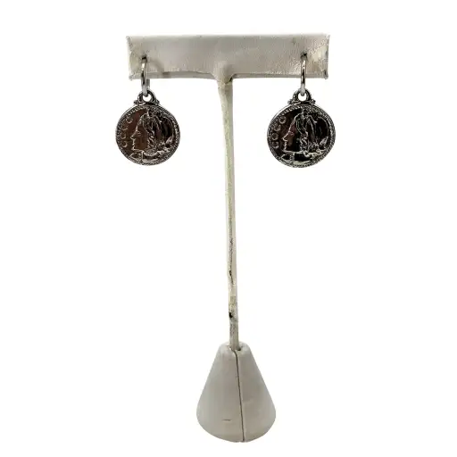 Vintage Chanel Silver Mademoiselle Coin Drop Earrings