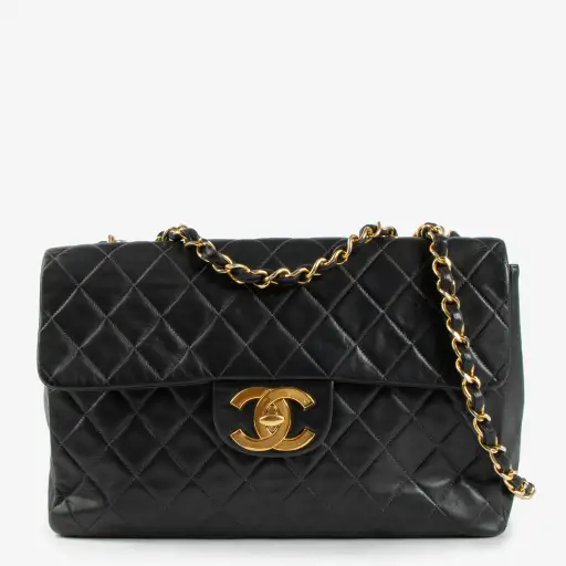 Chanel Vintage Black Lambskin Maxi XL Flap Bag