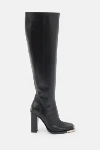 Leather Metal Tip Knee Boot