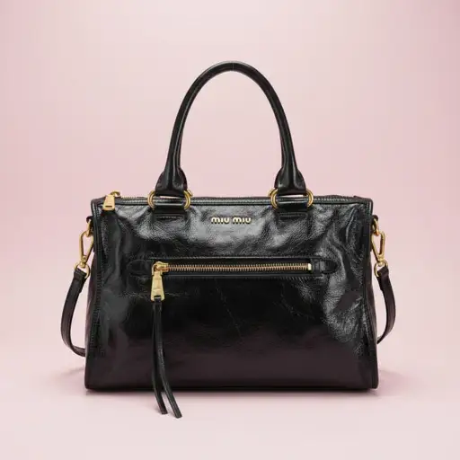 Miu Miu Black Leather Shine Vitello Bag