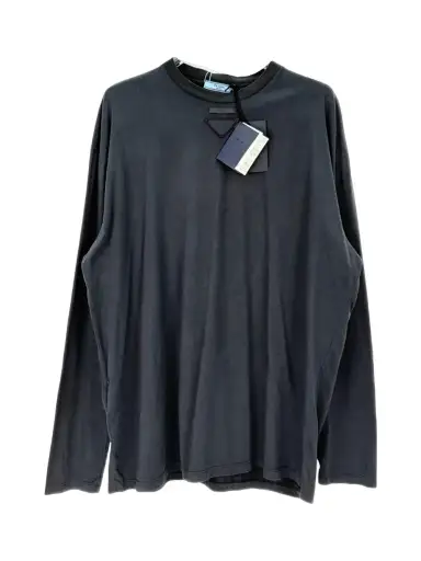 Prada Triangle Logo Long Sleeve T-Shirt Size M