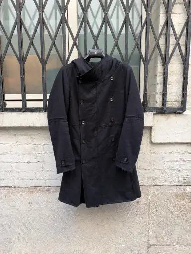 (New Arrival) SHARE SPIRIT - Angora wool and ramie double breasted hooded coat