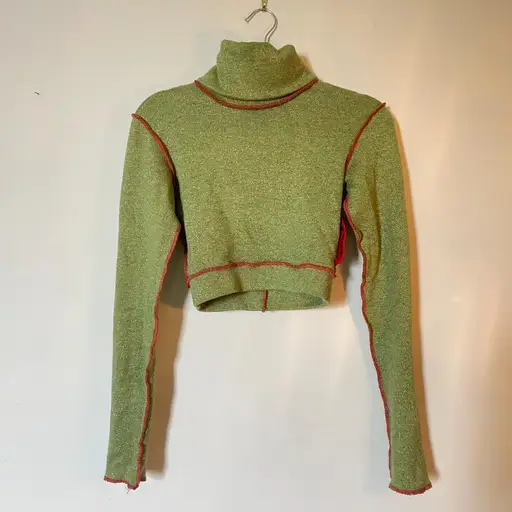 AW23 Xuly Bët Sibyl Turtleneck Crop Top in Green
