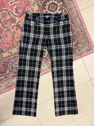 (S) Y2K Burberry Blue Label check low-rise flare trousers dámské