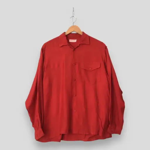 Vintage Isamu Men Japanese Brand Red Shirt Medium