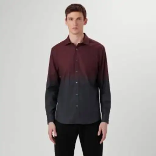 Bugatchi Men's Axel Red Black Ombré Button Up Long Sleeve S