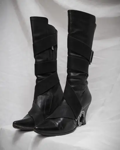 DIRK BIKKEMBERGS Vintage Black Leather Bondage Boots, 2003 – EU 38