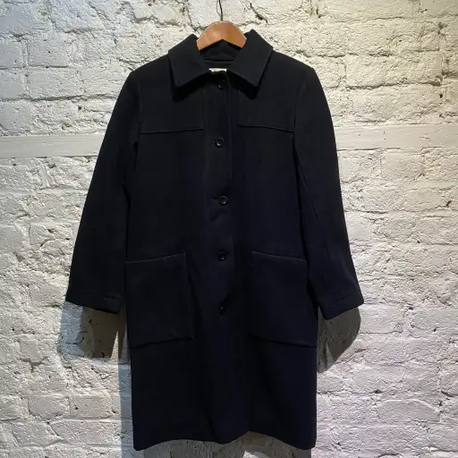 MHL NAVY HEAVY WOOL CAR COAT